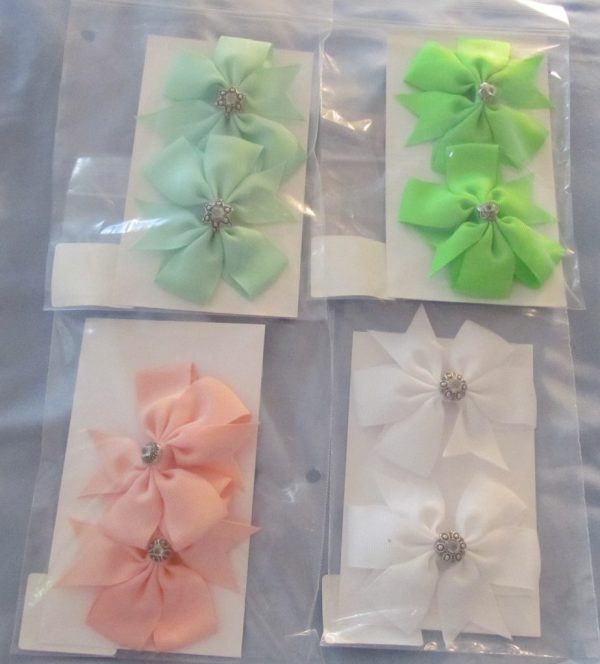 Hair Clips - Bow with Gem 2pk - Image 2