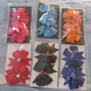Hair Clips - Bow with Gem 2pk