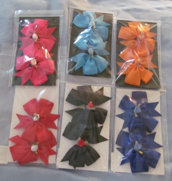 Hair Clips - Bow with Gem 2pk